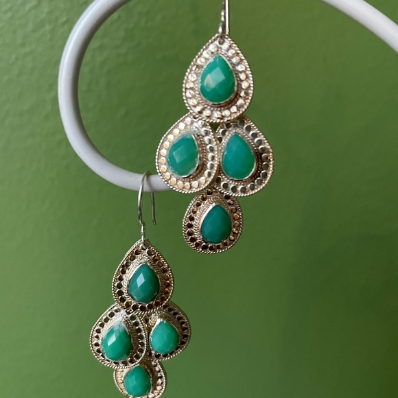 Anna Beck | 18K Gold-Plated Chrysoprase Chandelier Earrings - Picture 9 of 14